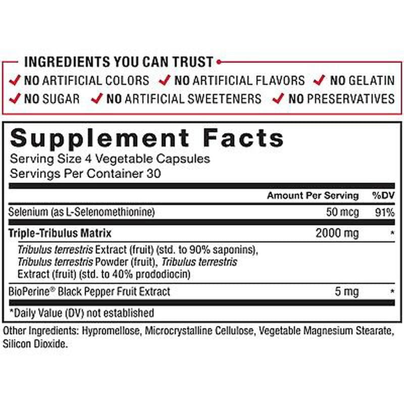 Force Factor Fundamentals Tribulus Terrestris + Selenium Max 2000 mg 120 Vegetable Capsules - Galeri