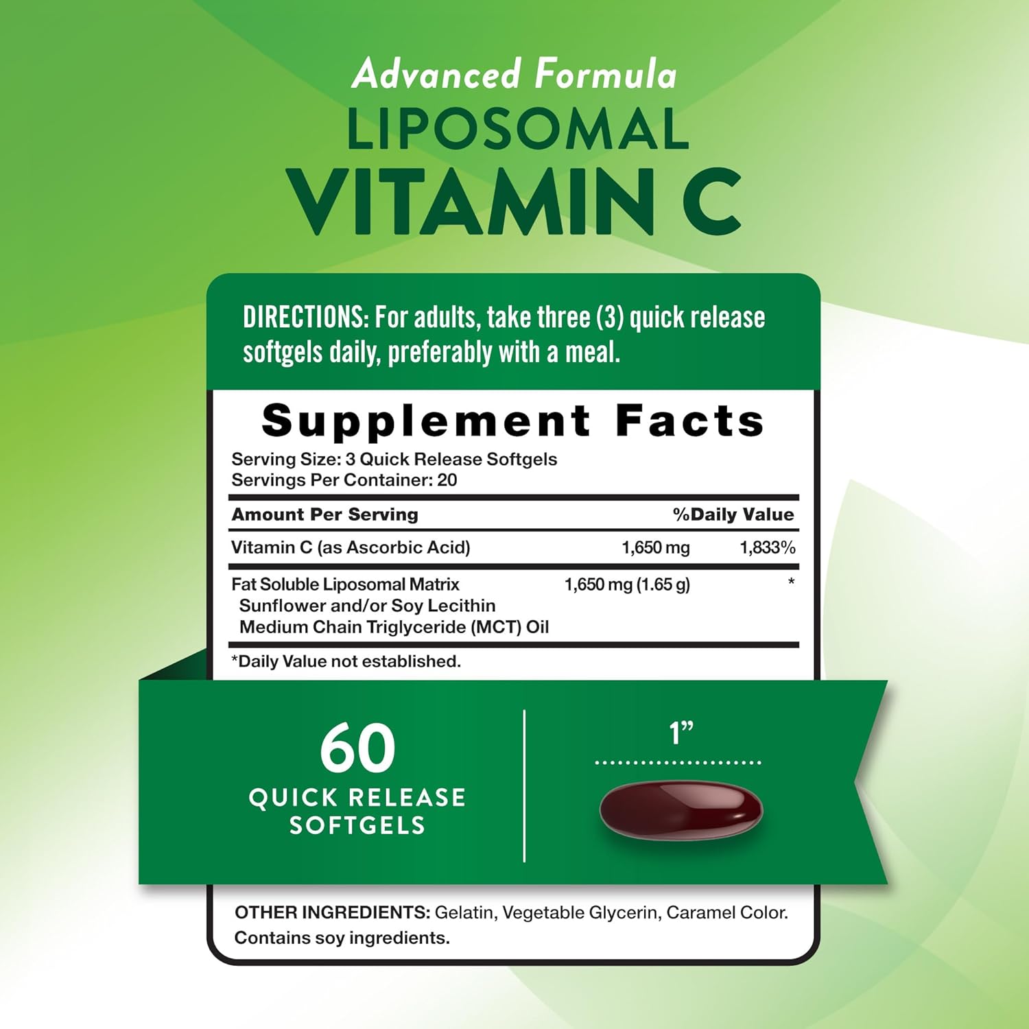 Nature's Truth Liposomal Vitamin C 1650mg 60 Softgels - Galeri