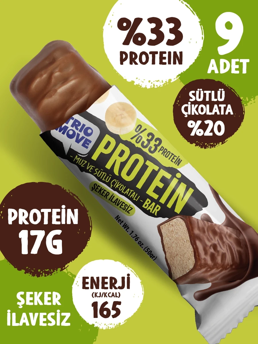 Trio Move Protein Bar 9 Adet X 50 Gr Muz &amp; Sütlü Çikolatalı - Galeri