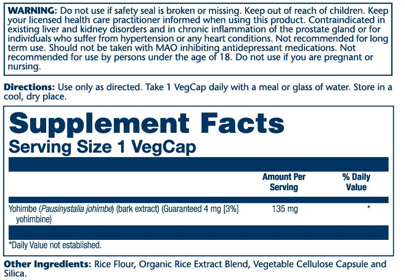 Solaray Yohimbe(Yohimbine) Bark Extract 135mg 60 Caps - Galeri