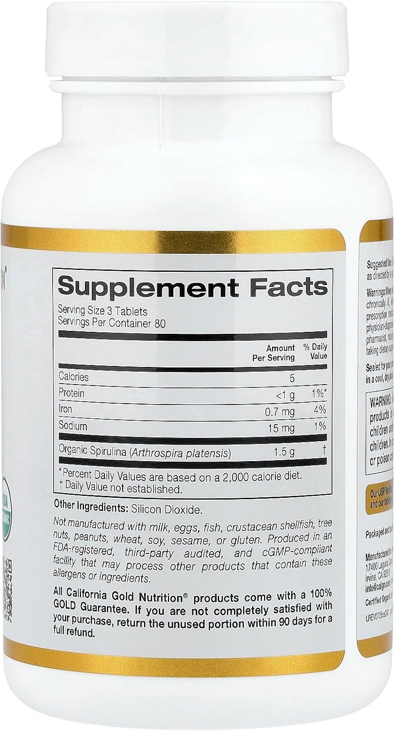 California Gold Nutrition Organic Spirulina Greens & Superfoods Antioxidant Support 240 Tablets - Galeri