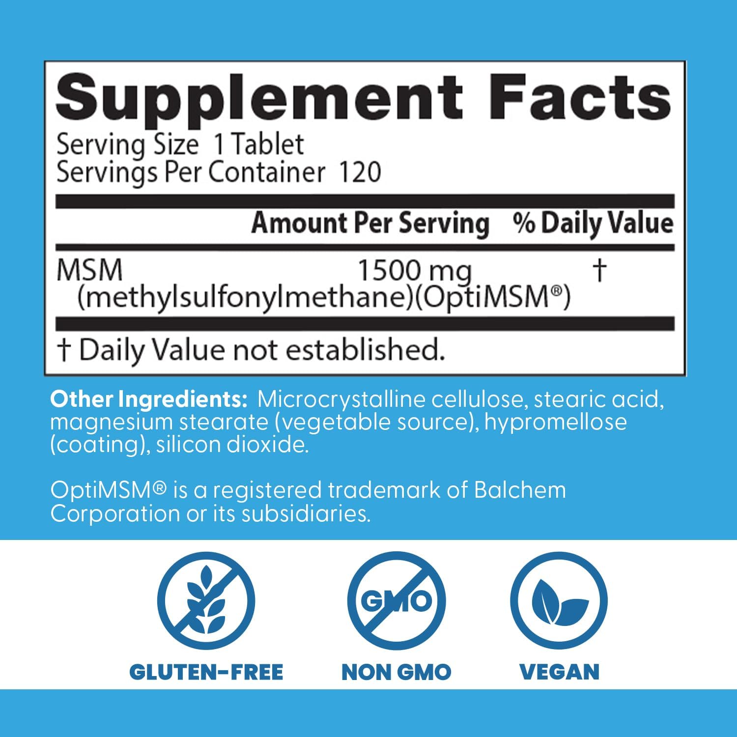 Doctors Best MSM Supports Hair Skin, Nails & Joints Methylsulfonylmethane 120 Tablet - Galeri
