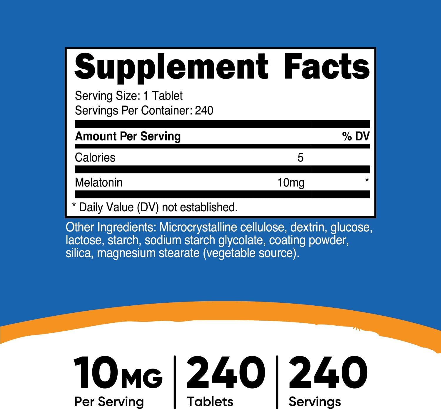 Nutricost Melatonin 10mg, 240 Tablets - 10mg Per Serving, Non-GMO, Gluten Free - Galeri