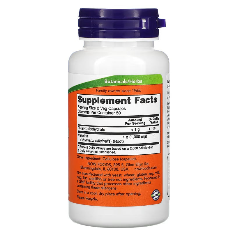NOW Foods Valerian Root Kedi otu 500 mg 100 Veg Capsules - Galeri