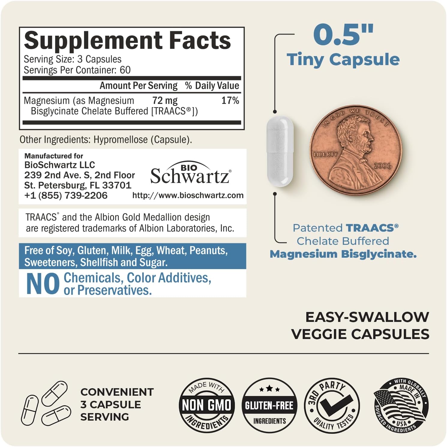 BioSchwartz Magnesium Bisglycinate Bone & Joint Support 180 Caps - Galeri