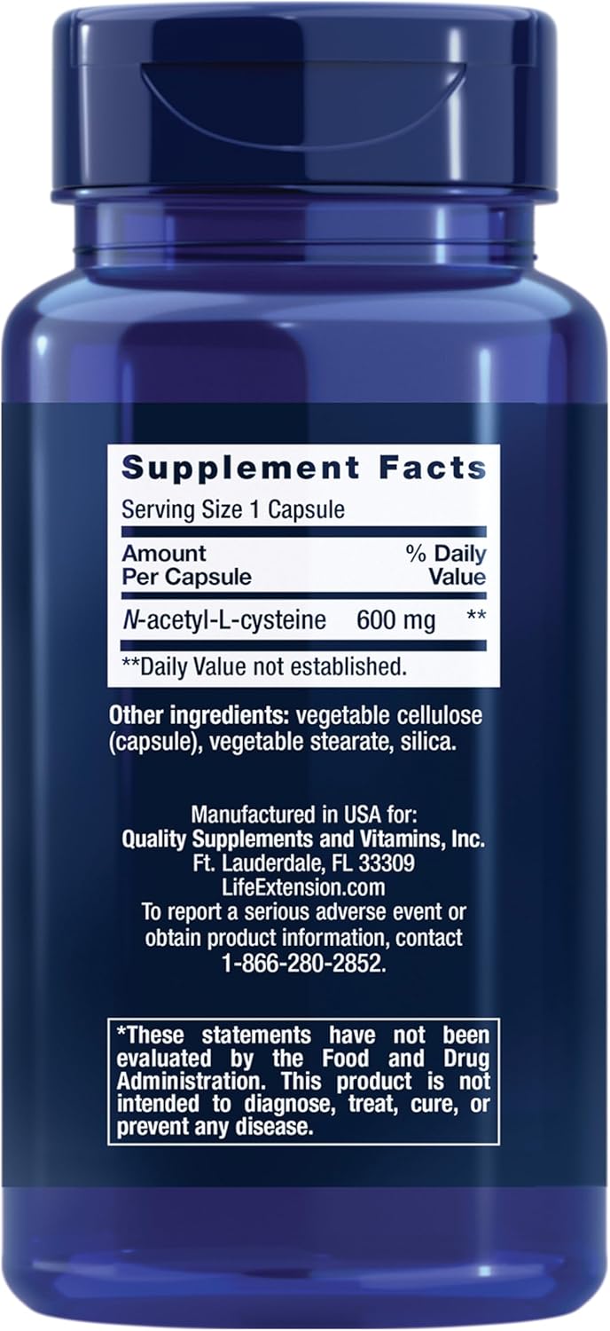 Life Extension N-Acetyl-L-Cysteine Liver Health NAC 600 mg 60 Caps - Galeri