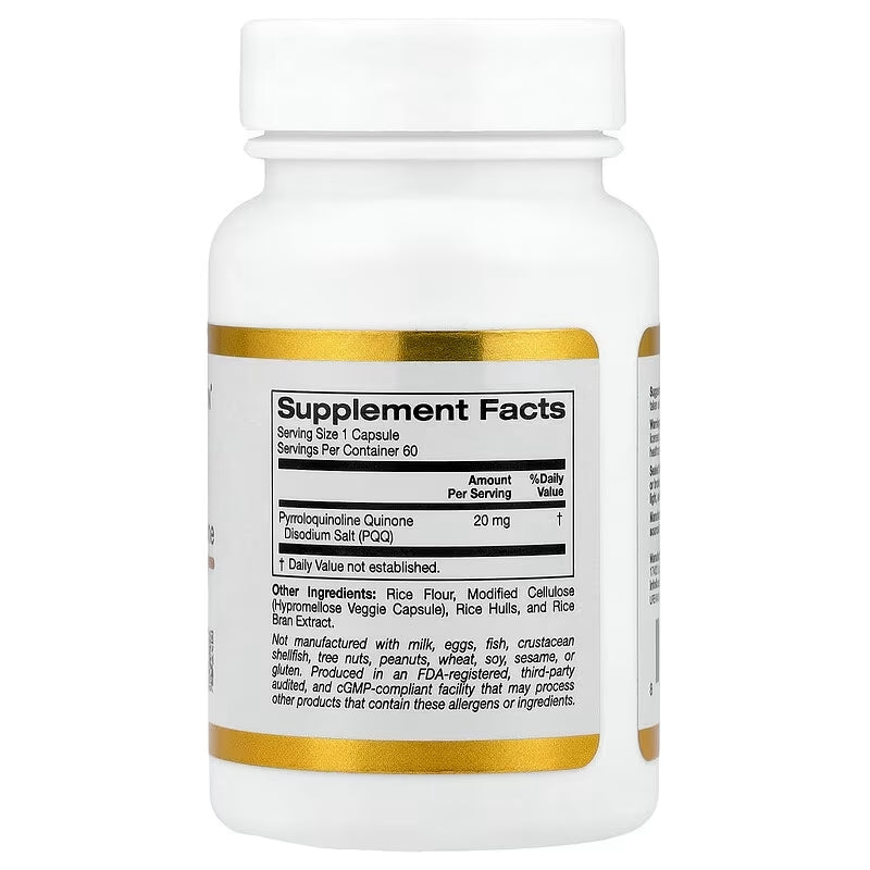 California Gold Nutrition PQQ Brain & Cognitive Antioxidants 20 mg 60 Veggie Capsules - Galeri