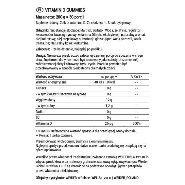 WEİDER Vitamin D3 50 Gummies - Galeri
