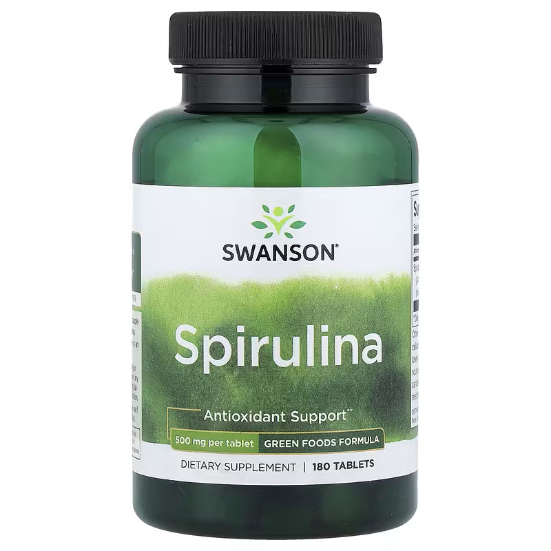 Swanson Spirulina Greens & Superfoods Antioxidant Support 500 mg 180 Tablets