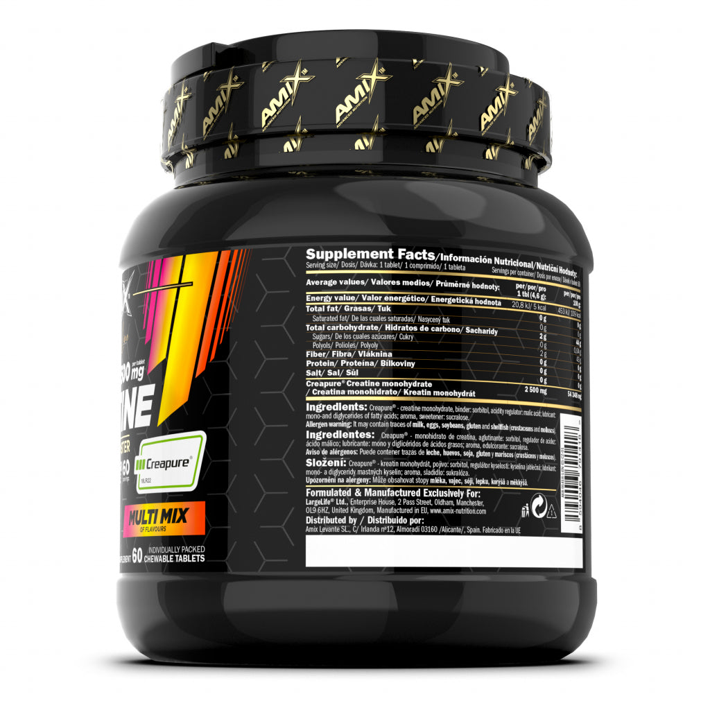 Amix Black Line Creatine Creapure 2500mg 60 Chewable Tabs Zero Sugar - Galeri