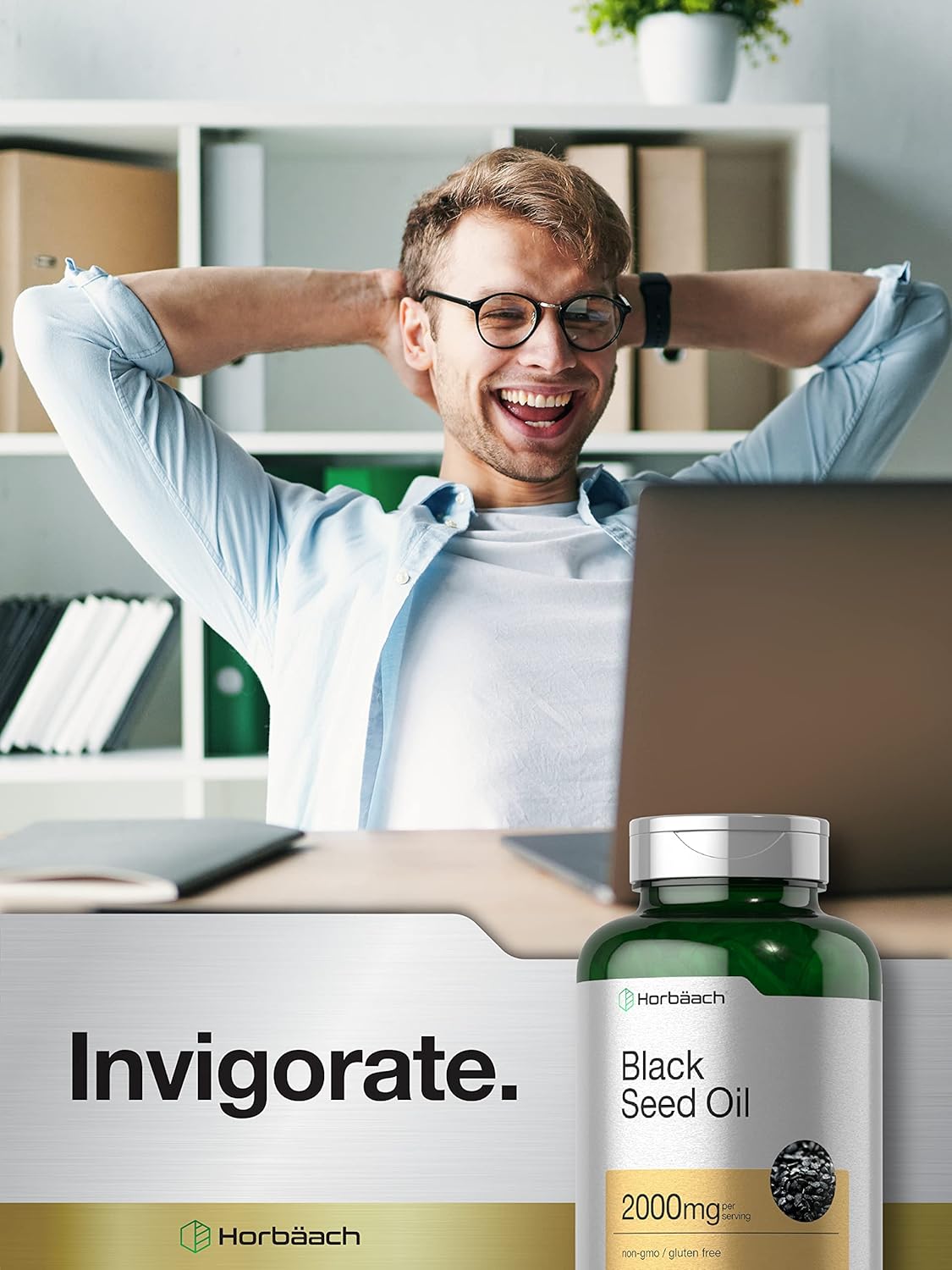 Horbaach Black Seed Oil Cold Pressed with Omega 6-9 Nigella Sativa 2000mg 120 Softgel - Galeri