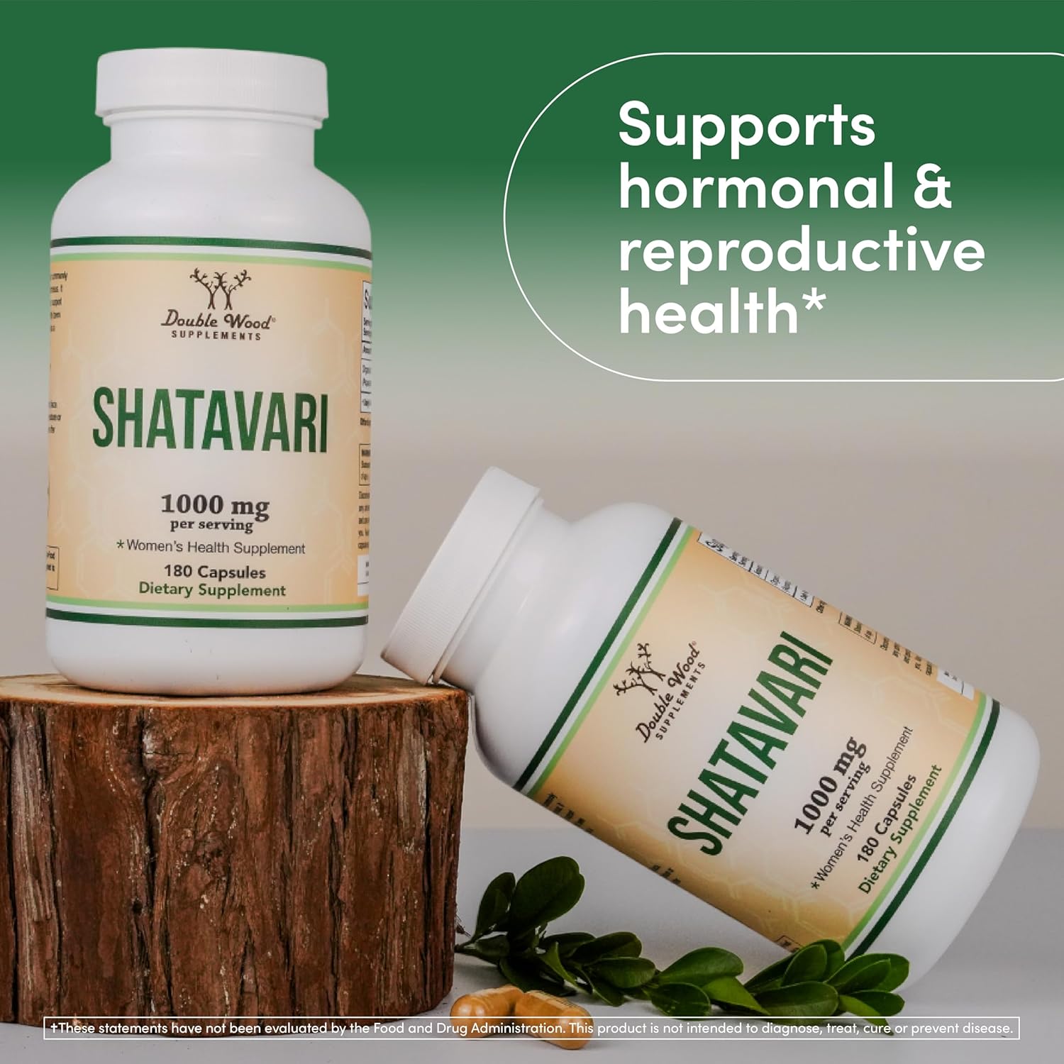 Double Wood Organic Shatavari Asparagus Caps 1,000mg 180 Caps Hormone Balance and Prolactin - Galeri