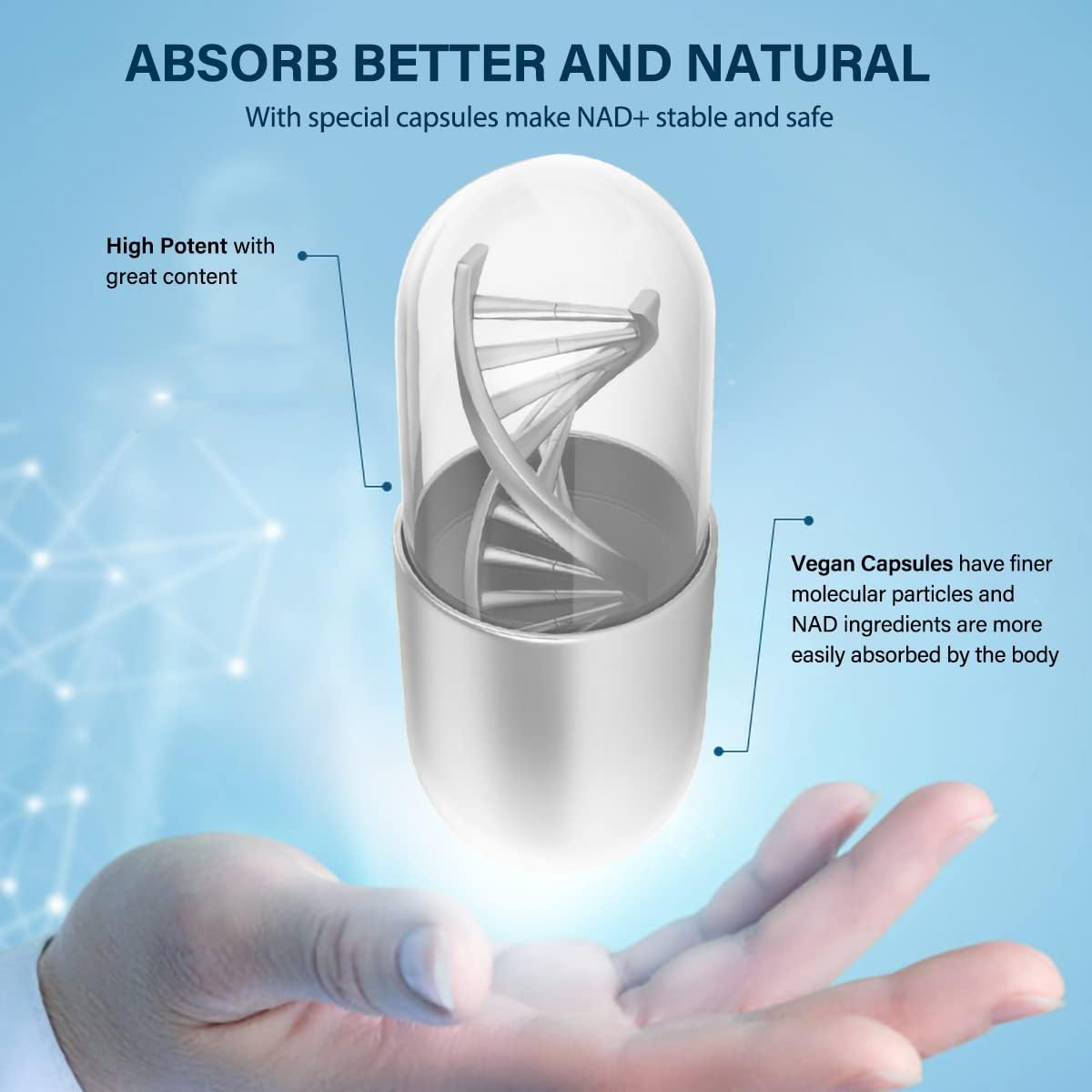 VIVALIFER Liposomal NAD+ 500mg with Trimethylglycine TMG 250 mg Anti Aging Repair Brain120 Caps - Galeri