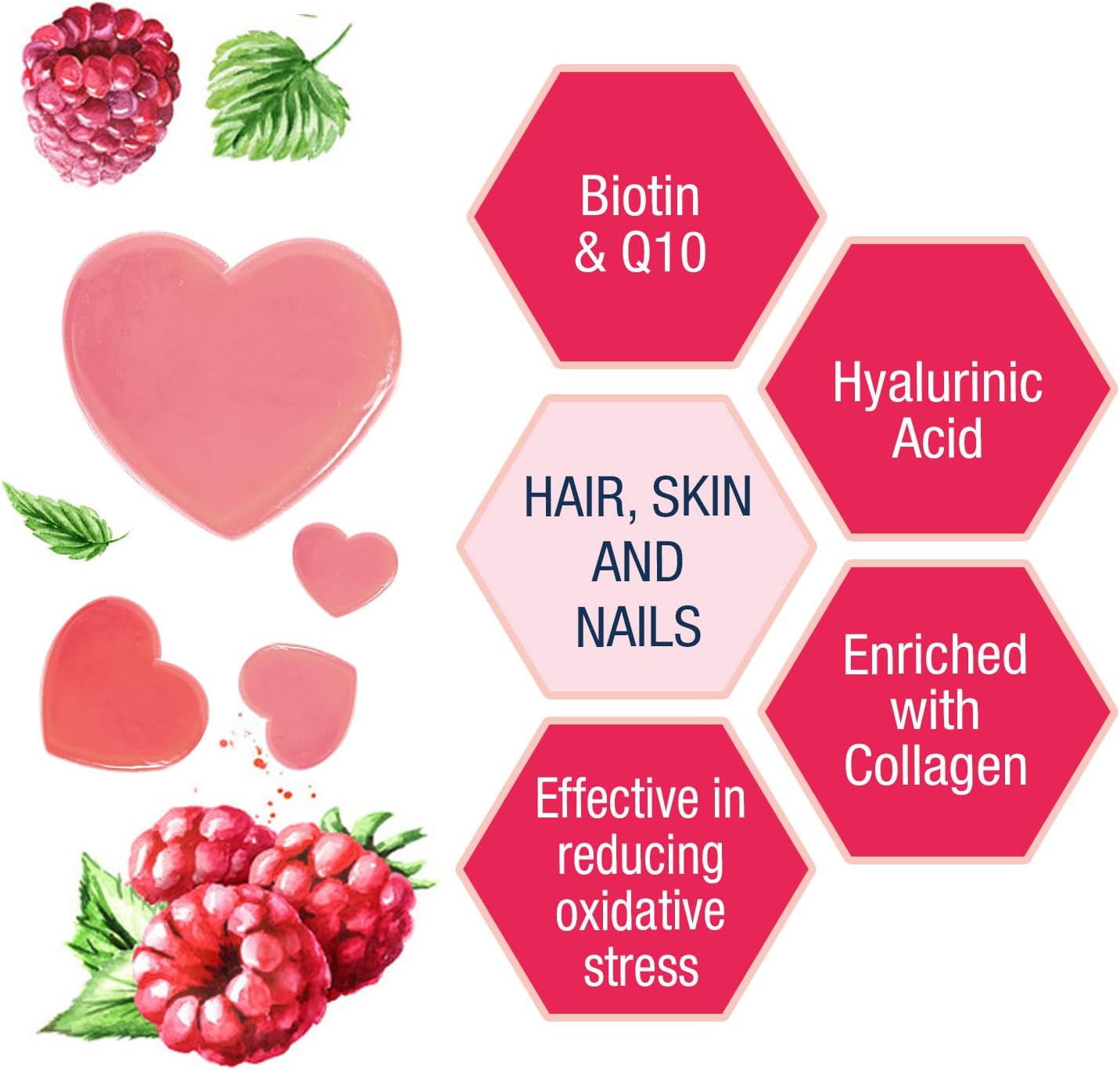 Weider Beauty Gummies - Nourishes Hair Skin Anti-ageing Q19 biotin -Vitamin C - zinc hyaluronic acid 40 gum - Galeri
