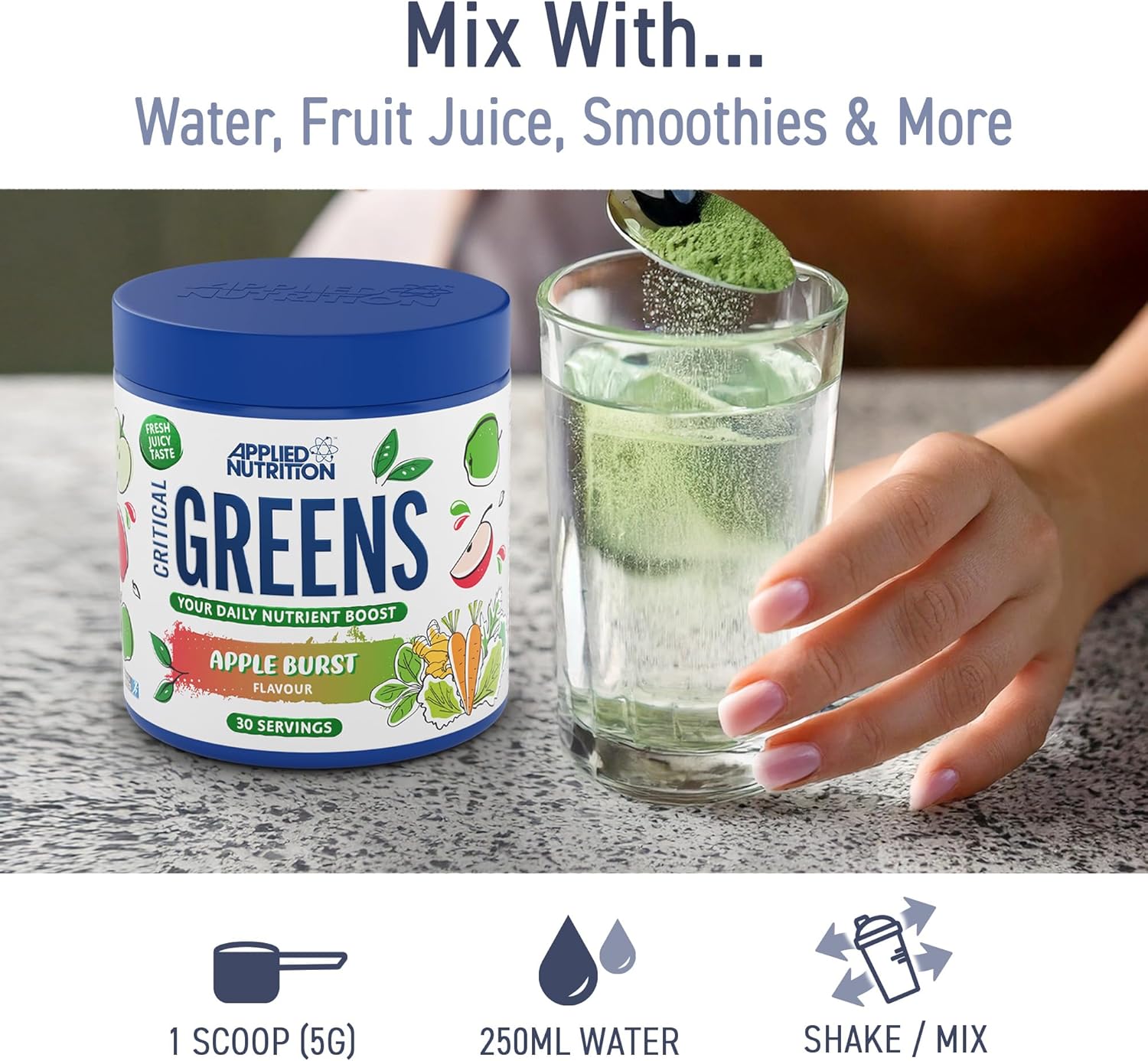 Applied Nutrition Critical Greens Superfood Blend for Gut Health Energy and Immune Support 30 Servis - Galeri