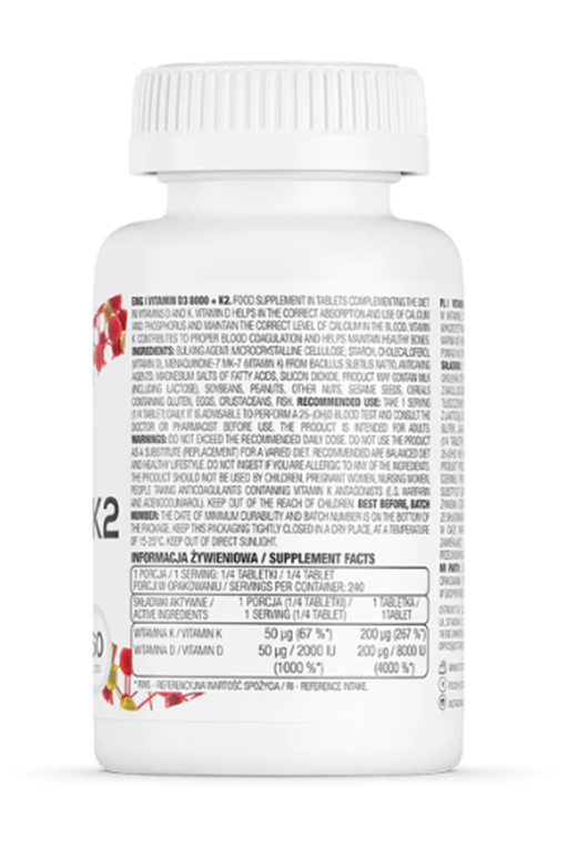 Ostrovit Vitamin D3 8000 IU + K2 - 60 Tablets - Galeri