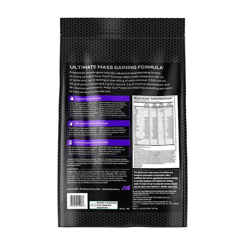 MuscleTech Masstech Extreme 2000 High Protein Food For Weight Mass Gainer 5,44 Kg - Galeri