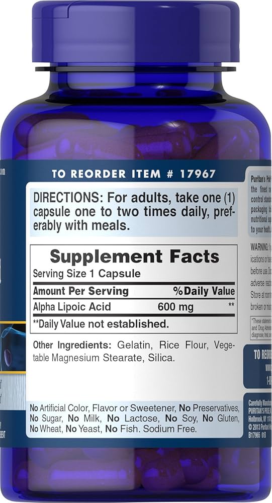 Puritans Pride Alpha Lipoic Acid 600 mg, 60 Caps - Galeri