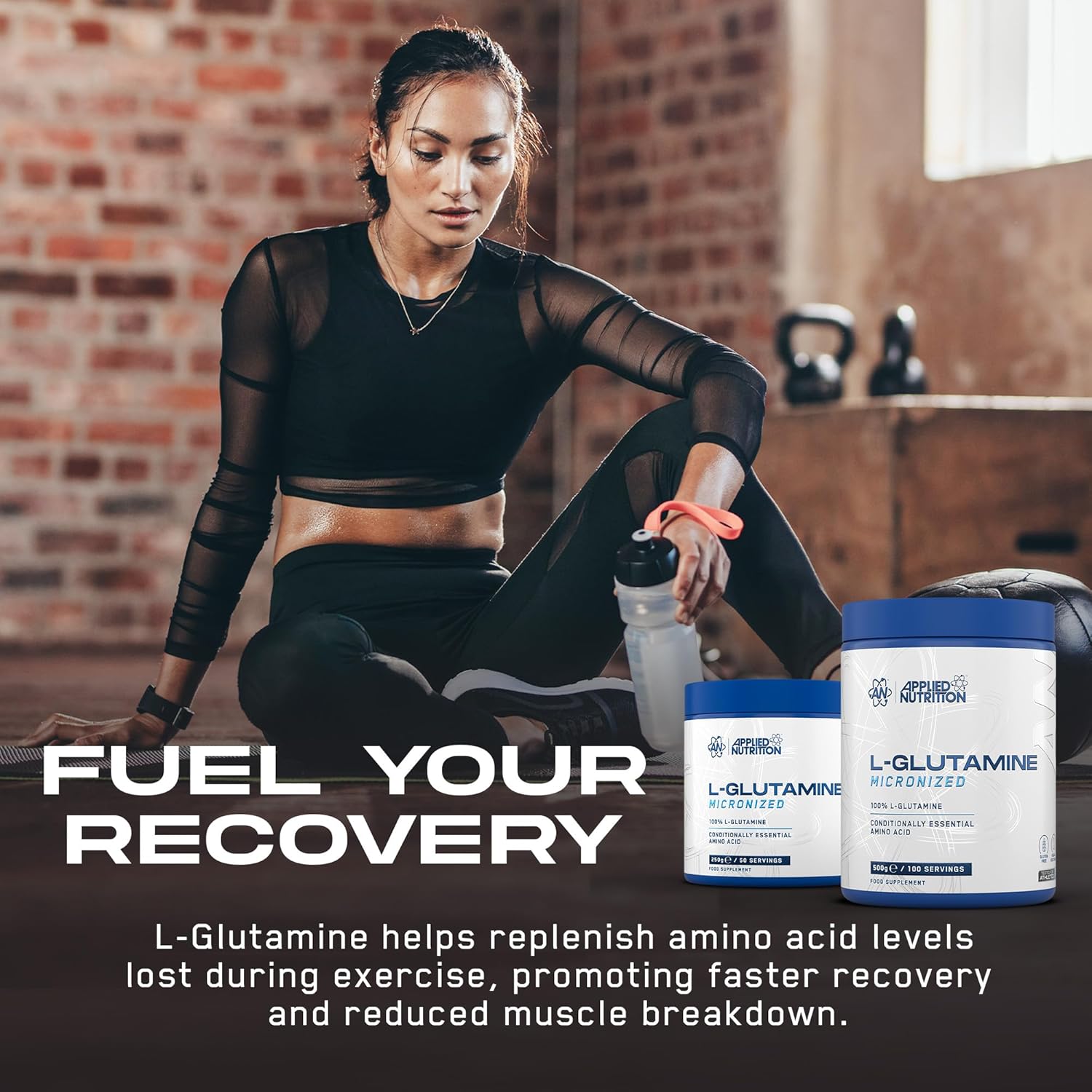 Applied Nutrition Mikconized L Glutamine Muscle Strength Recovery Boosts Immune System 250 gram - Galeri