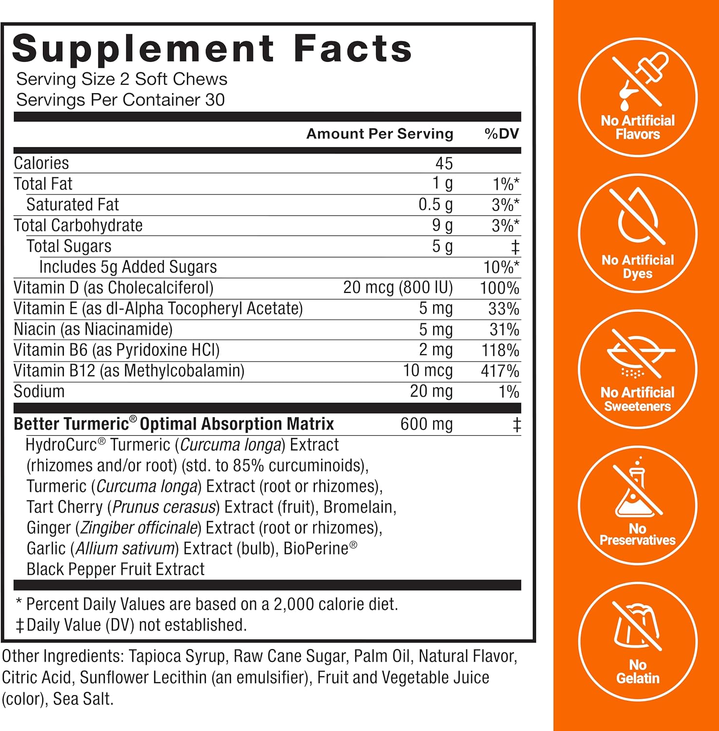 Force Factor Better Turmeric 400mg with Black Pepper & Ginger 60 Turmeric Chews - Galeri