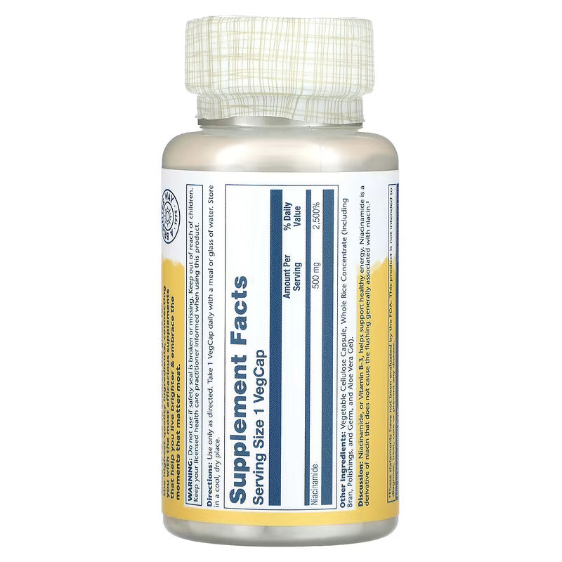 Solaray, Niacinamide, 500 mg, 100 VegCaps - Non flush (Cilt desteği) - Galeri