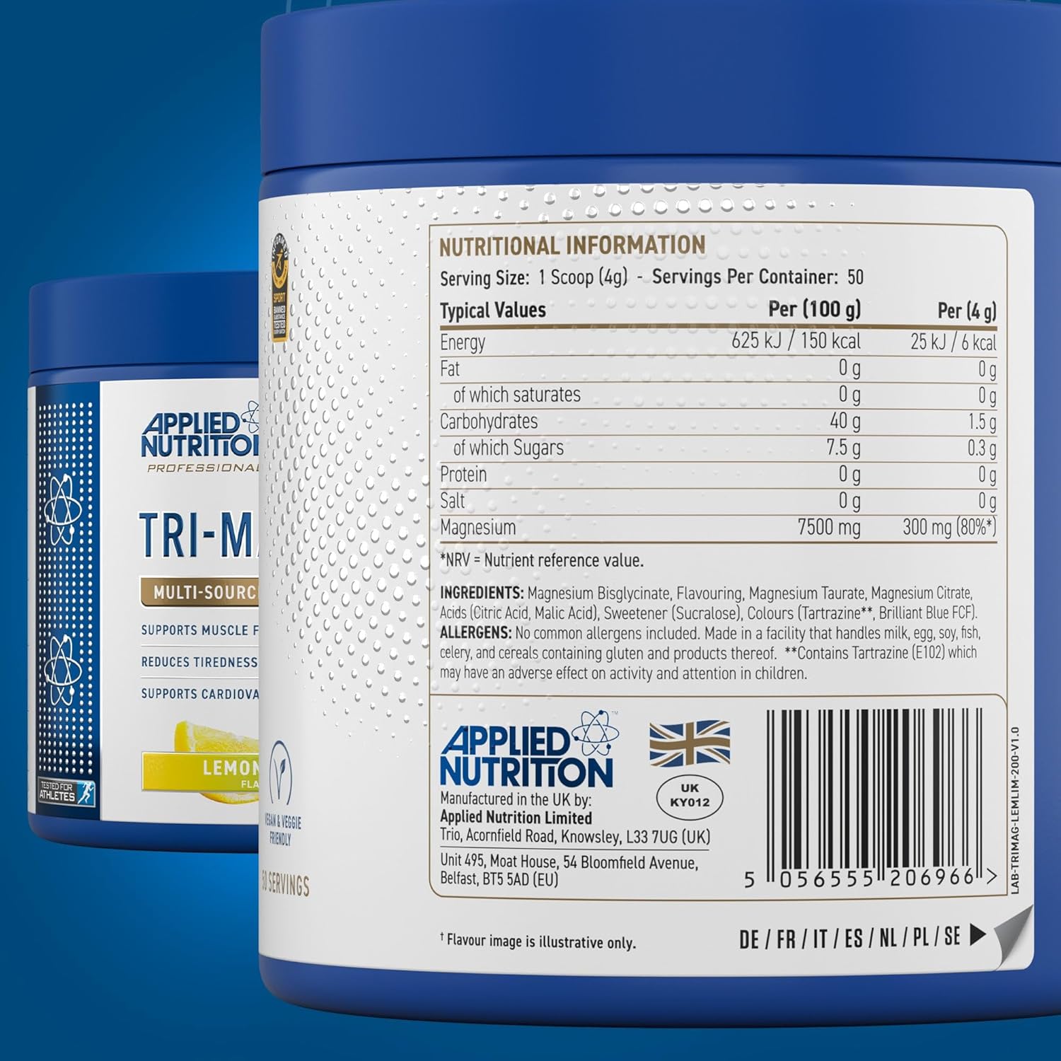 Applied Nutrition Tri-Magnesium Magnezyum Complex Glycinate+Taurate+Citrate Powder 50 Servis - Galeri