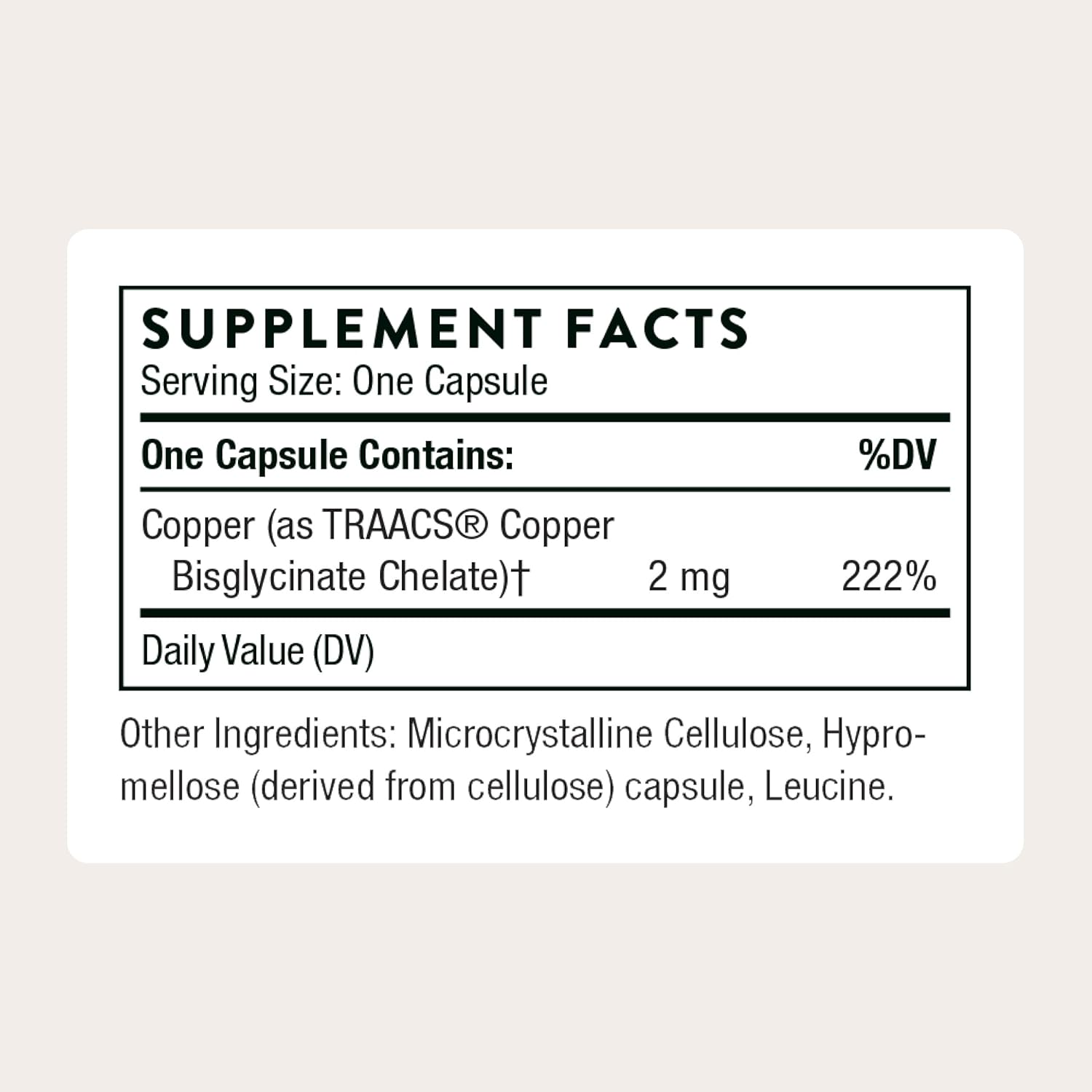 THORNE TRAACS Copper Bisglycinate Mineral Nerve & Skin Health 60 Caps - Galeri
