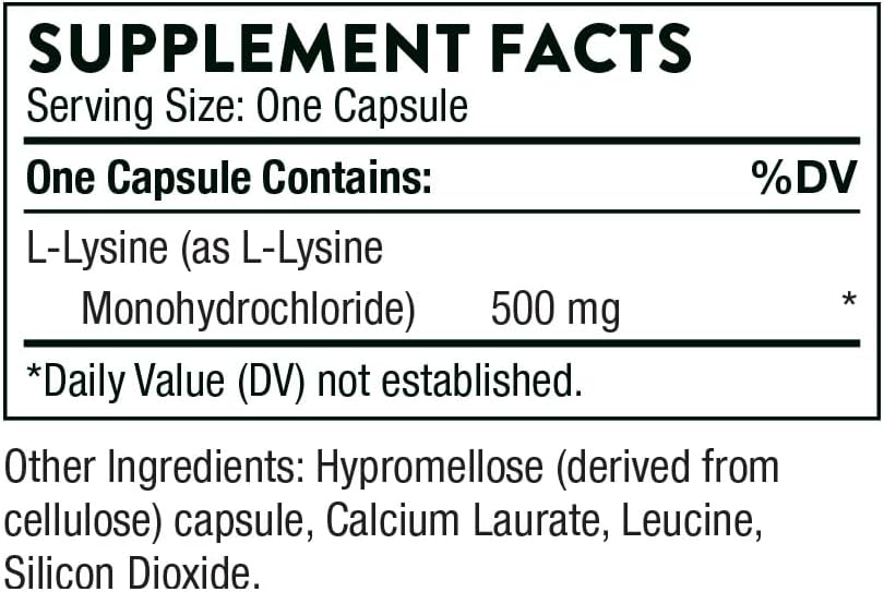 Thorne Lysine - 500 mg - 60 Capsules - Lizin Takviyesi - Galeri