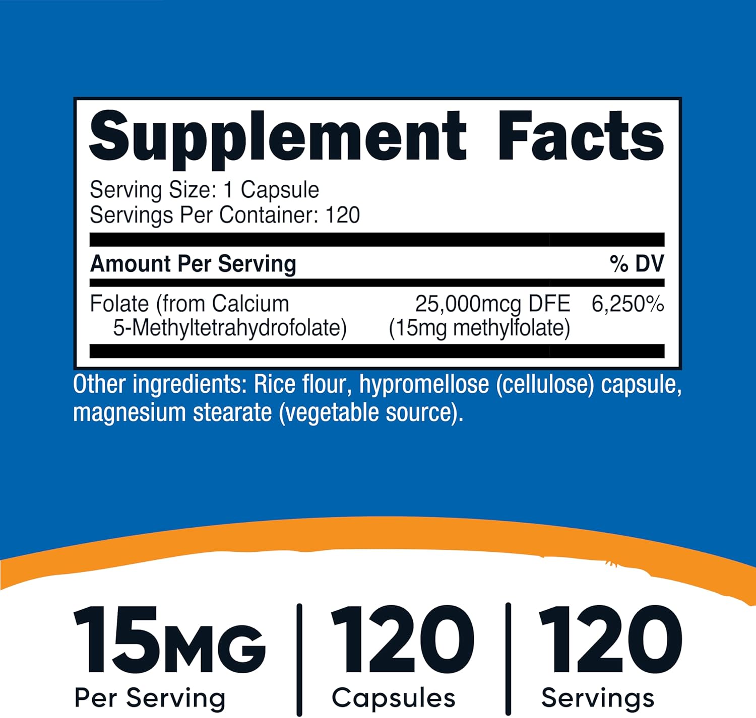 Nutricost L-Methylfolate Women's Health 15mg 5-MTHF Vegan 120 Capsules - Galeri