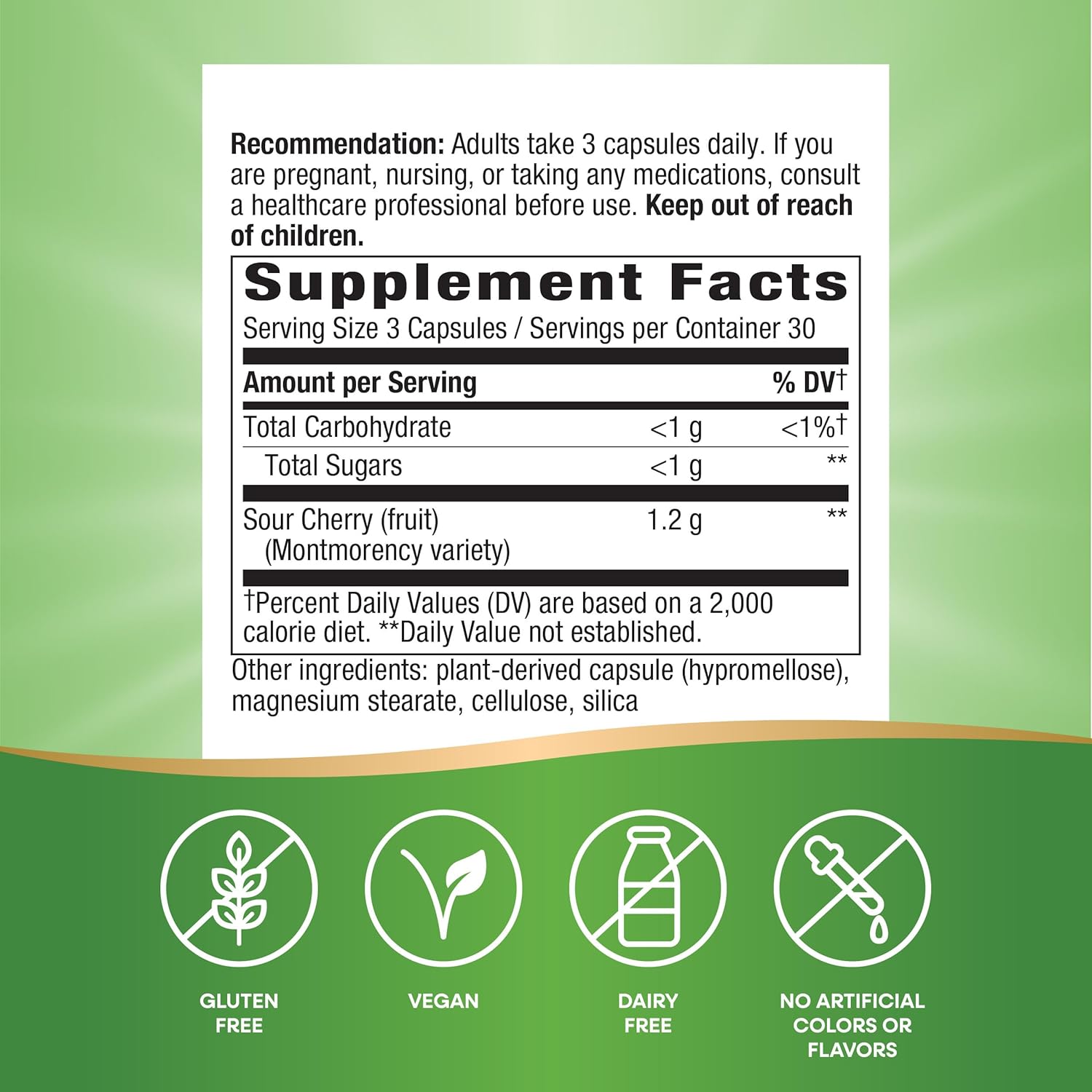 Nature's Way Tart Cherry Ultra Montmorency Cherry Antioxidant 1200 mg 90 Vegan Caps - Galeri