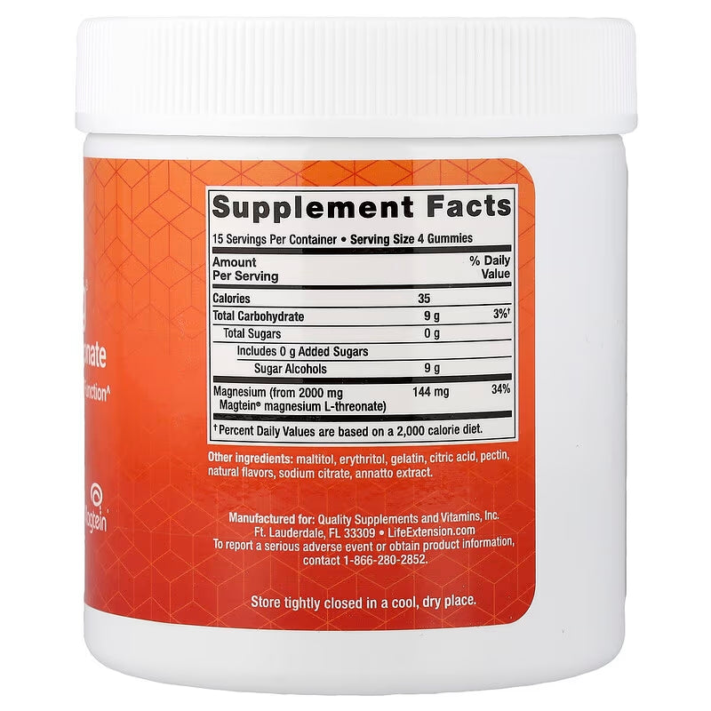 Life Extension Neuro-Mag Magnesium L-Threonate Magtein Natural Orange 60 Gummies - Galeri