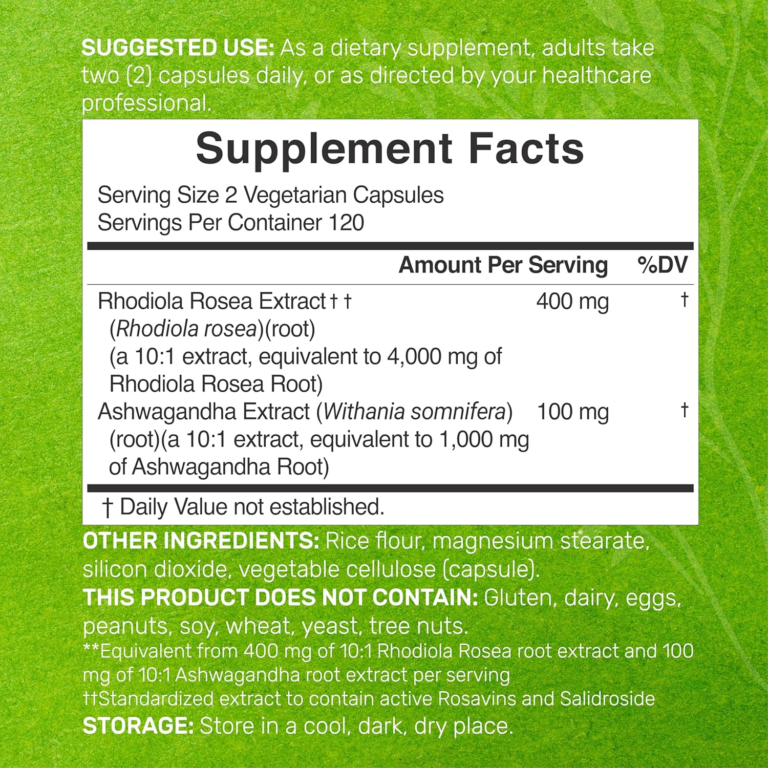 Deal Supplement Rhodiola Rosea with Ashwagandha 5,000mg Per Serving, 240 Veggie Capsules - Galeri