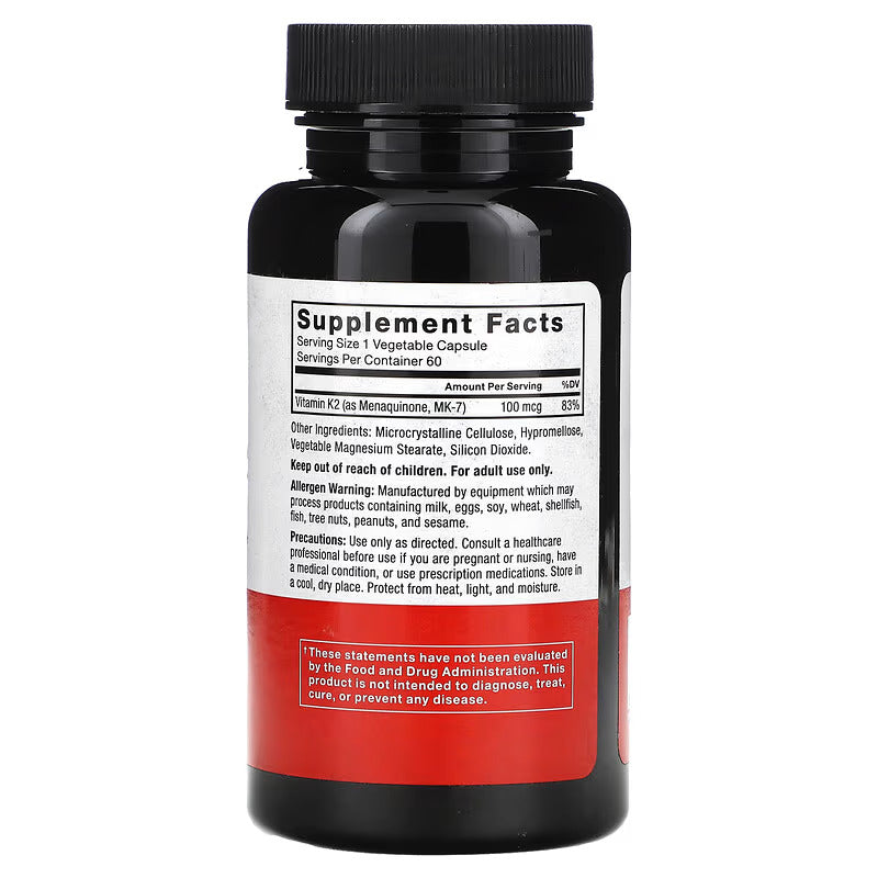 Force Factor Mk-7 Vitamin K2 100 Mcg Bone & Heart Health 60 Vegetable Caps - Galeri