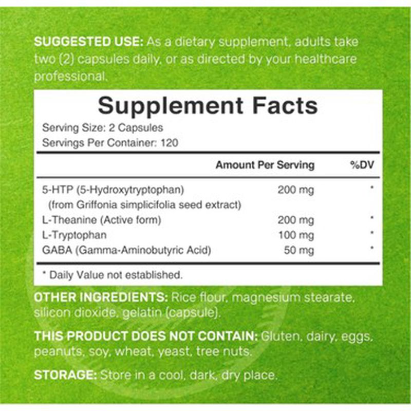 Deal Supplement 5-HTP theanine Gaba 200mg Per Serving, 240 Capsules - Galeri