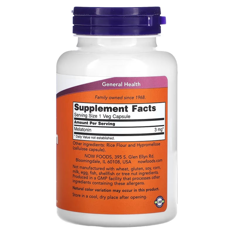 NOW Foods Melatonin 3 mg 180 Veg Caps - Galeri