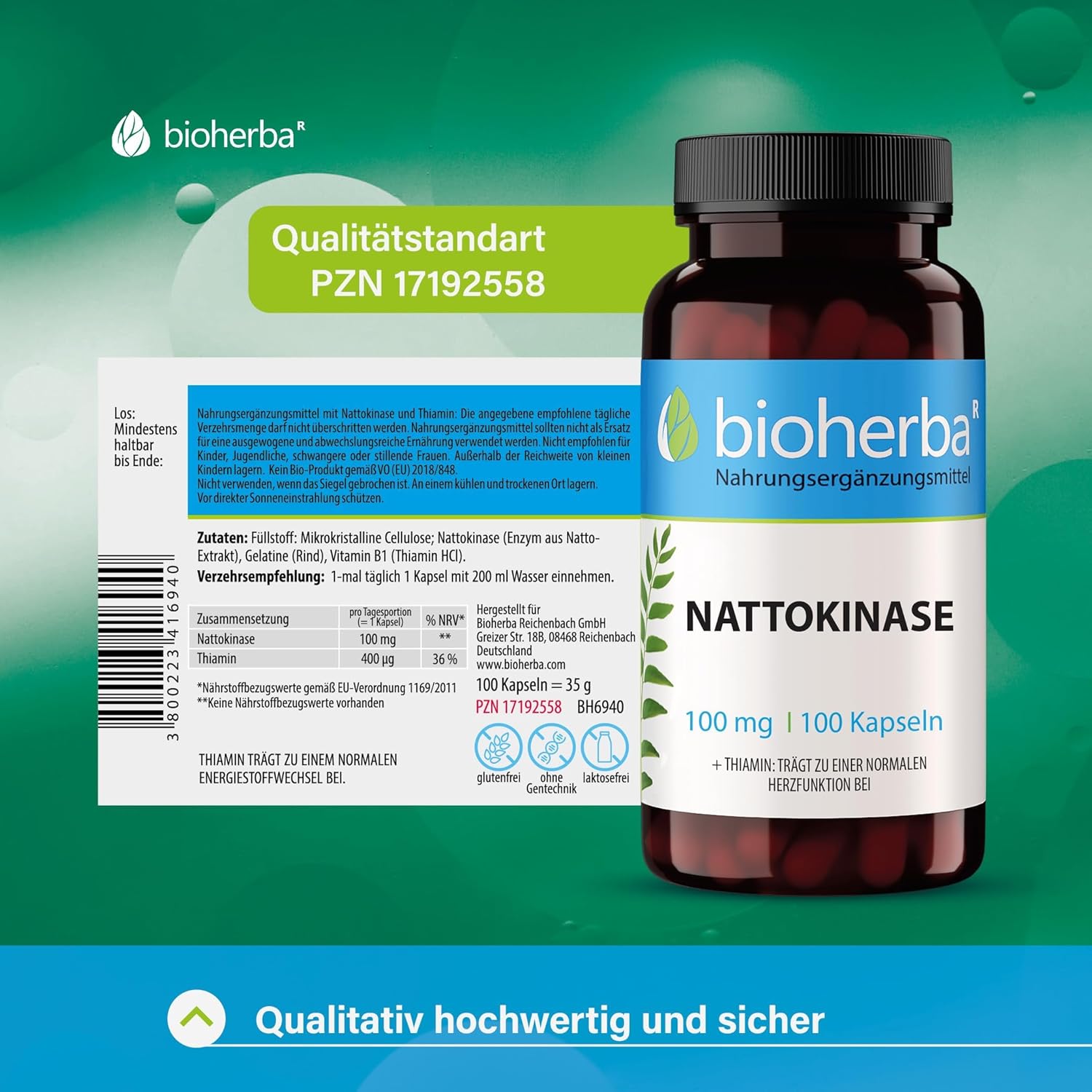 Bioherba Nattokinase Vitamin B1 Thiamin 100 mg 100 Caps - Galeri