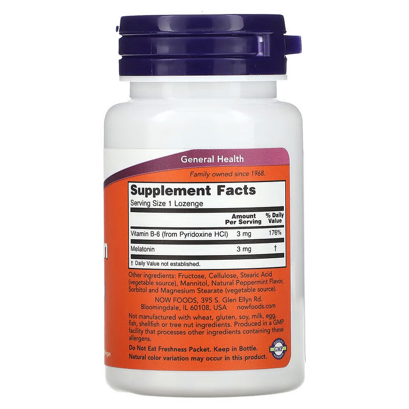 NOW Foods Melatonin 3 mg 90 Lozenges - Galeri
