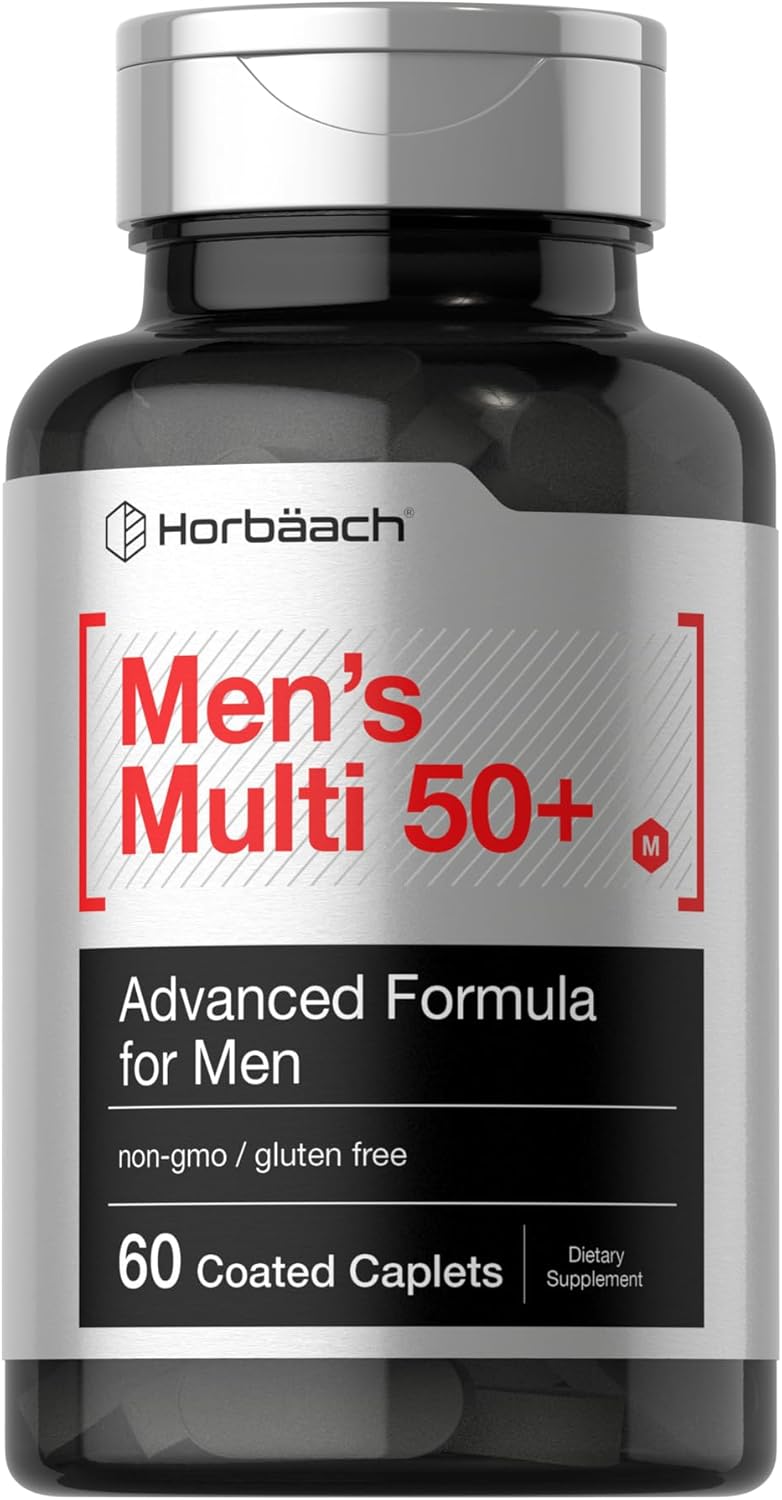 Horbaach Mens Multivitamin 50 Plus 60 Caplet Calcium Magnesium Molybdenum Vitamin A, B, C, D & E 50+