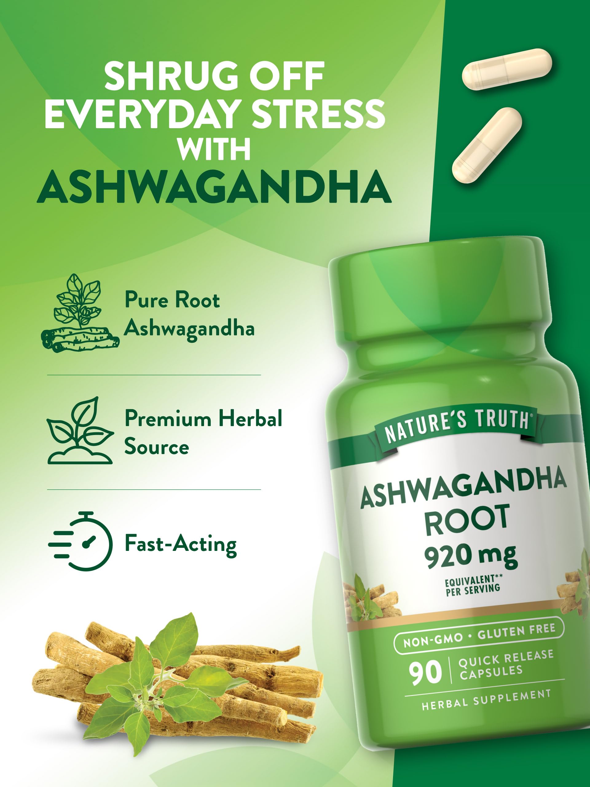Nature's Truth  Ashwagandha Root 460 mg, 90 Quick Release Capsules - Galeri