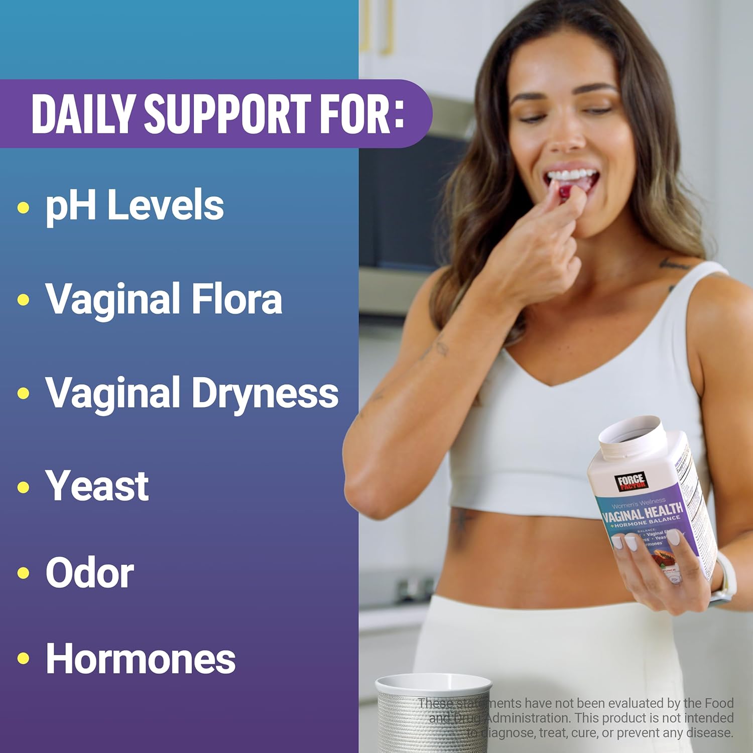 Force Factor Vaginal Health Probiotic Women's Health KSM66 Ashwagandha inositol Hormone Balance 60 Soft Chews - Galeri