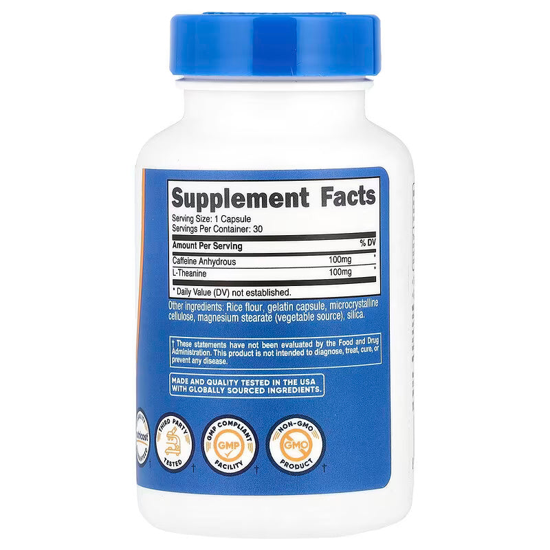 Nutricost Caffeine With L-Theanine 30 Capsules - Galeri