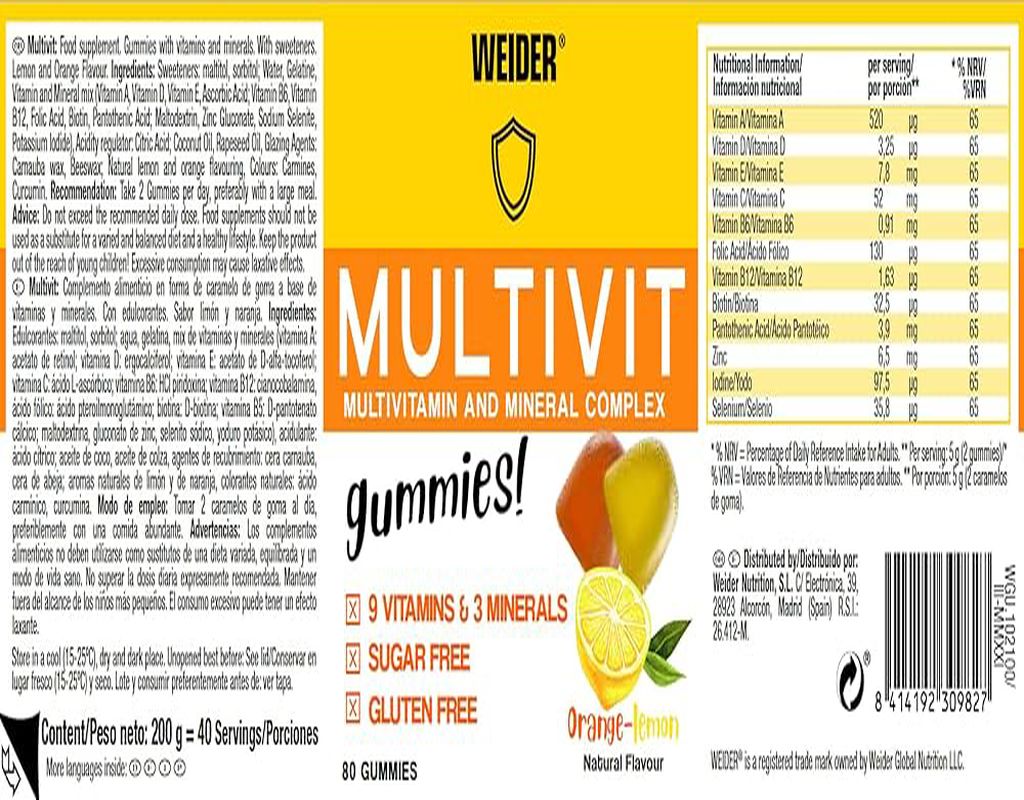 Weider Multivit Gummies multivitamin 80 gummy - Galeri