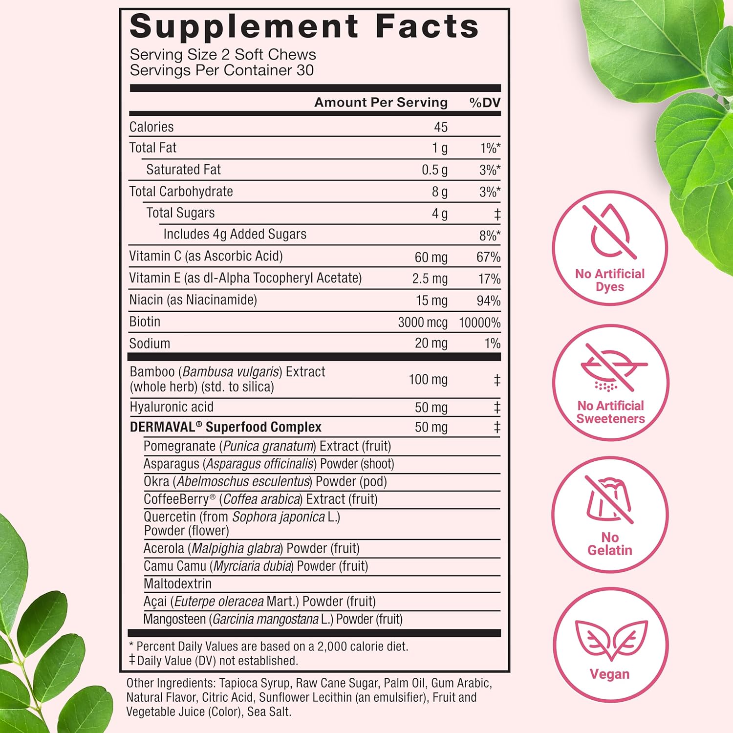 Force Factor Collagen Superfoods Women with Biotin Hyaluronic Acid and Vitamin C for Hair Skin Nails 60 Chews - Galeri