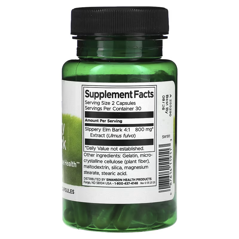 Swanson Slippery Elm Bark Digestive Health  400 mg 60 Capsules - Galeri