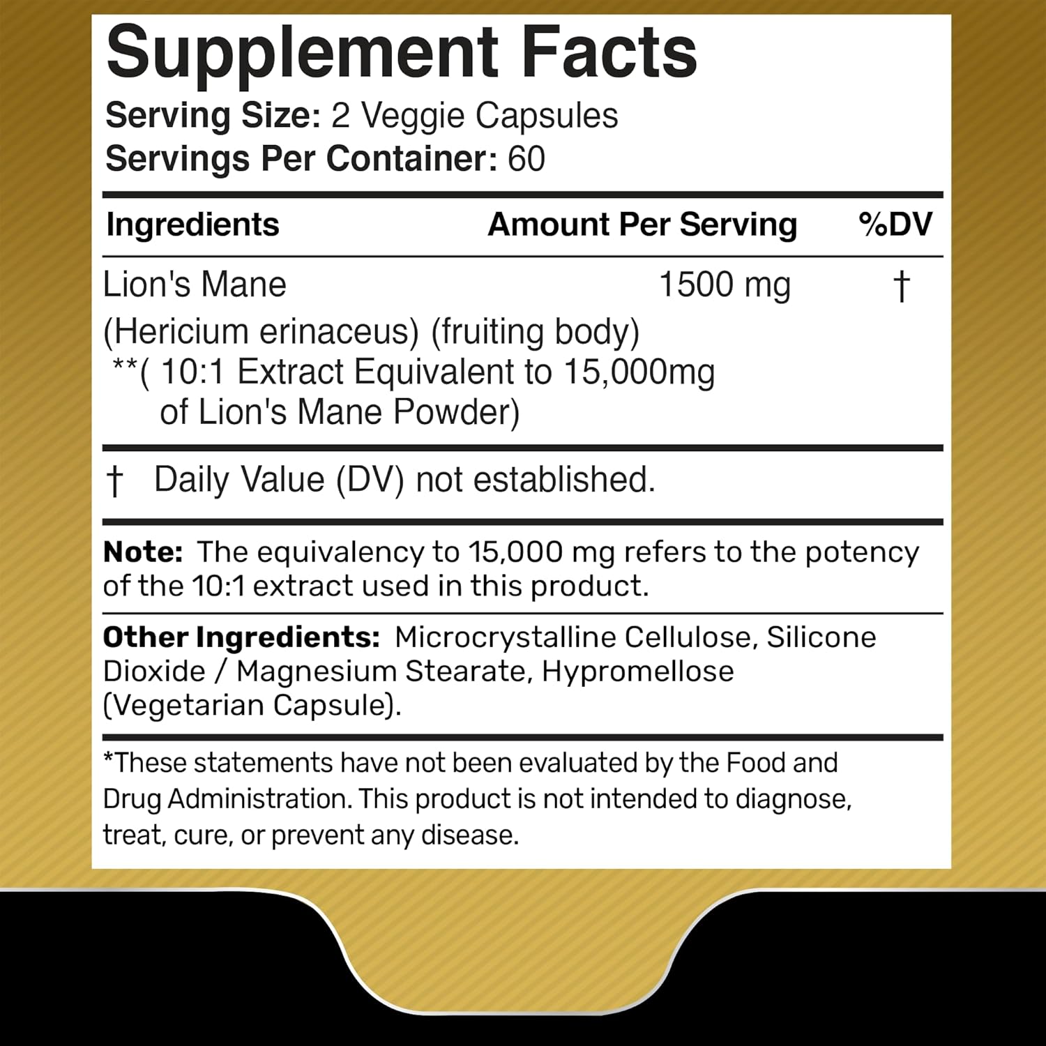 WELLNESS LABS Lions Mane Real Mushroom Brain, Memory and Focus Cognitive Immune 120 Caps - Galeri