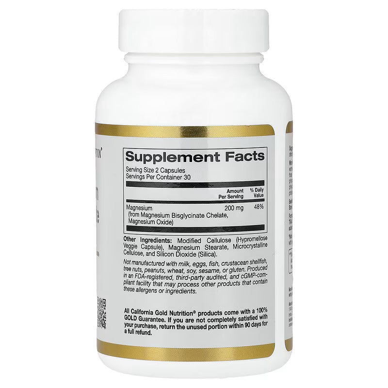 California Gold Nutrition Magnesium Bisglycinate Chelate Albion TRAACS 60 Veggie Caps - Galeri