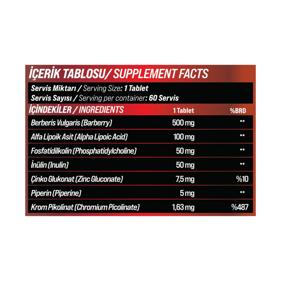 Grimsupps Berberis vulgaris & Alpha lipoic & Zinc & Phosphatidylcholine 60 Tablet - Galeri