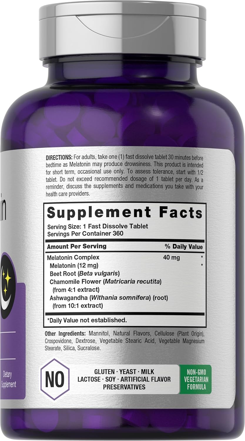 Horbaach Melatonin 40mg Complex | 360 Fast Dissolve Tablets | - Galeri