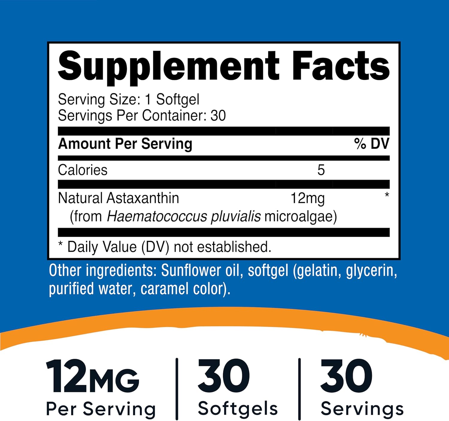 Nutricost Astaxanthin Antioxidants 12 mg 30 Softgels - Galeri