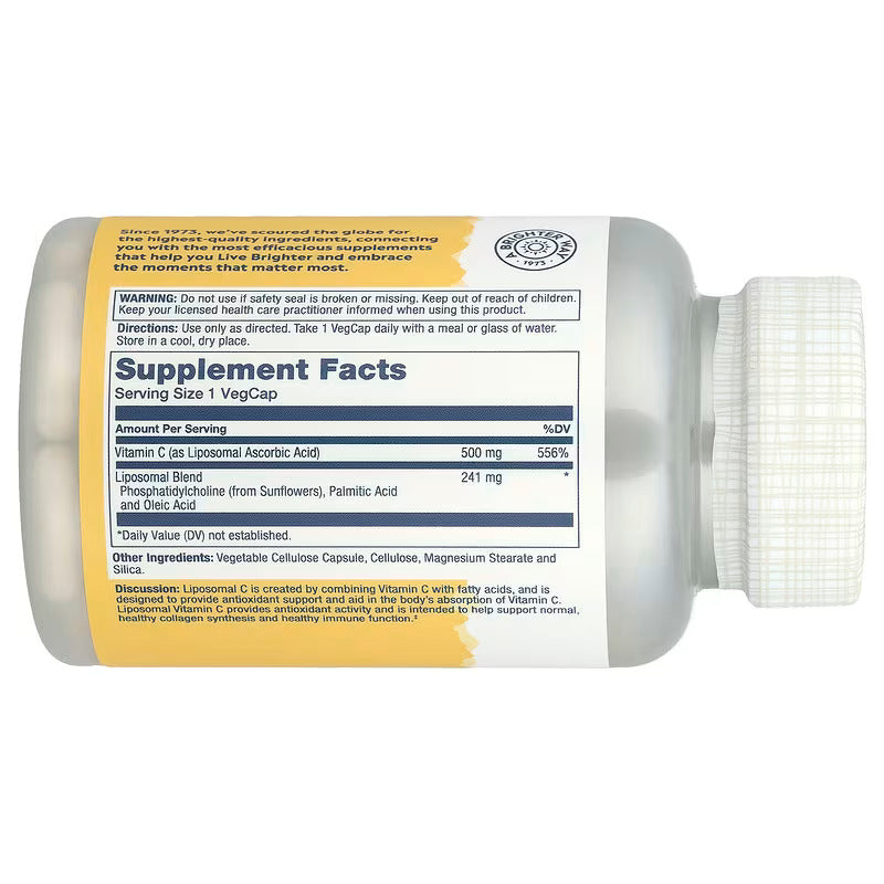 Solaray Enhanced Absorption Liposomal Vitamin C  Phosphatidylcholine Sunflowers 100 VegCaps - Galeri